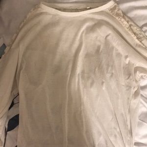 White long-sleeved lace shirt